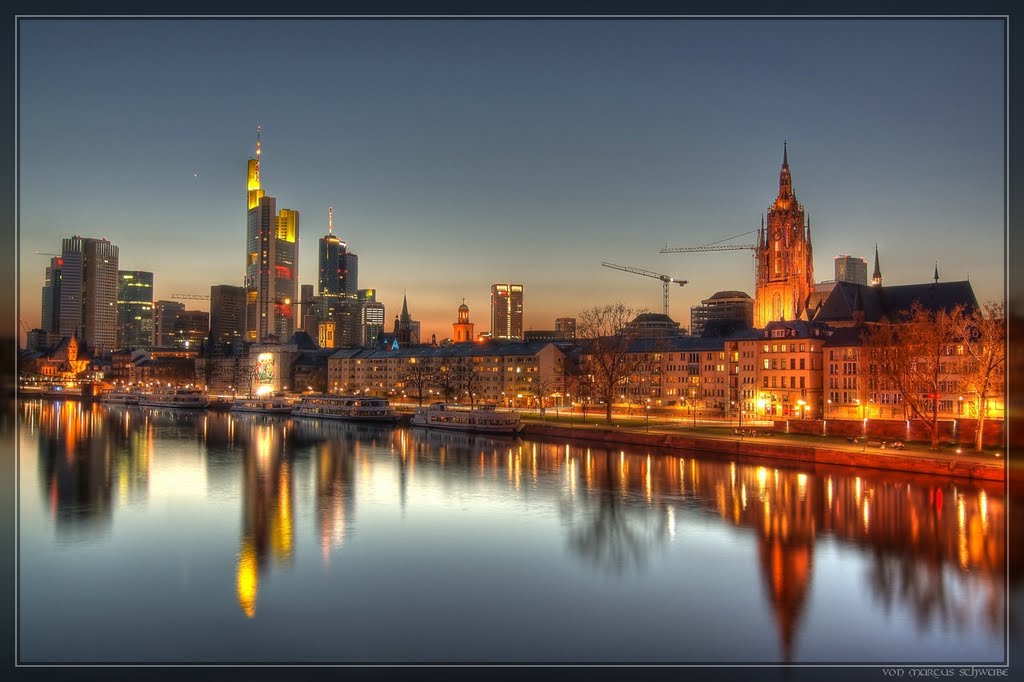 Nächtliche Skyline von Frankfurt, Франкфурт-на-Майне