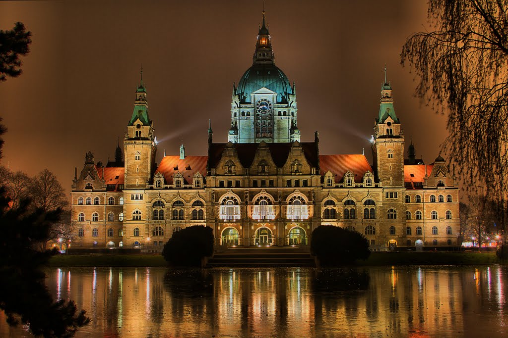 Rathaus Hannover bei Nacht, Ганновер