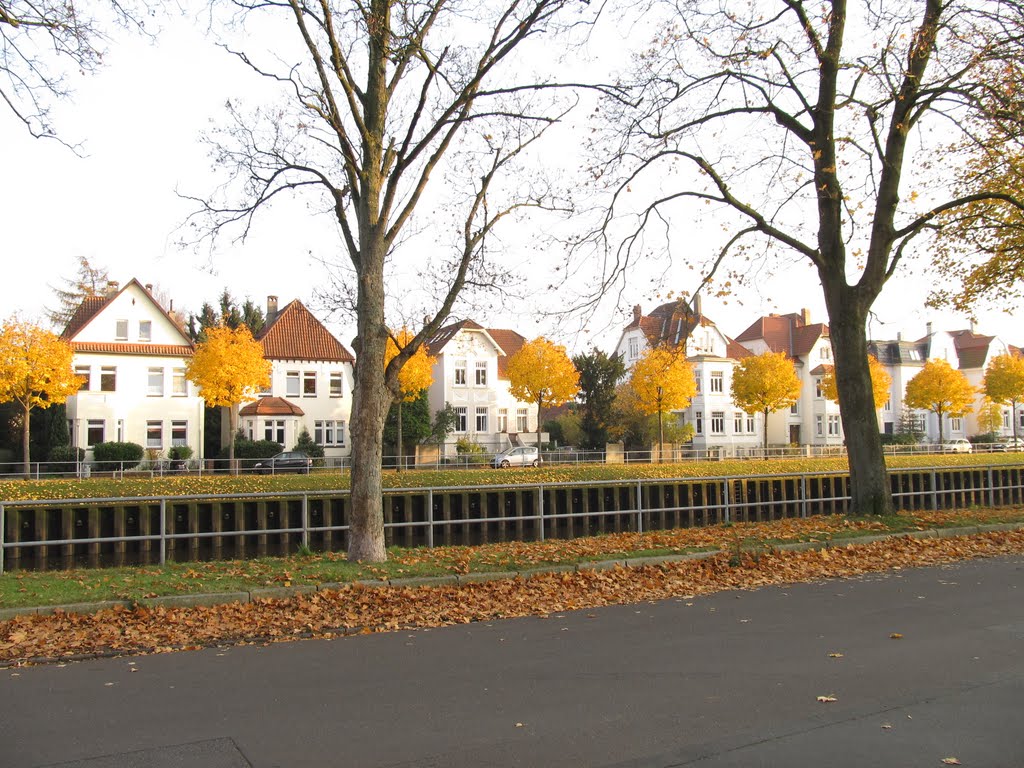 Oldenburg Kanalstraße/Uferstraße/Bäume in Herbstfärbung, Олденбург