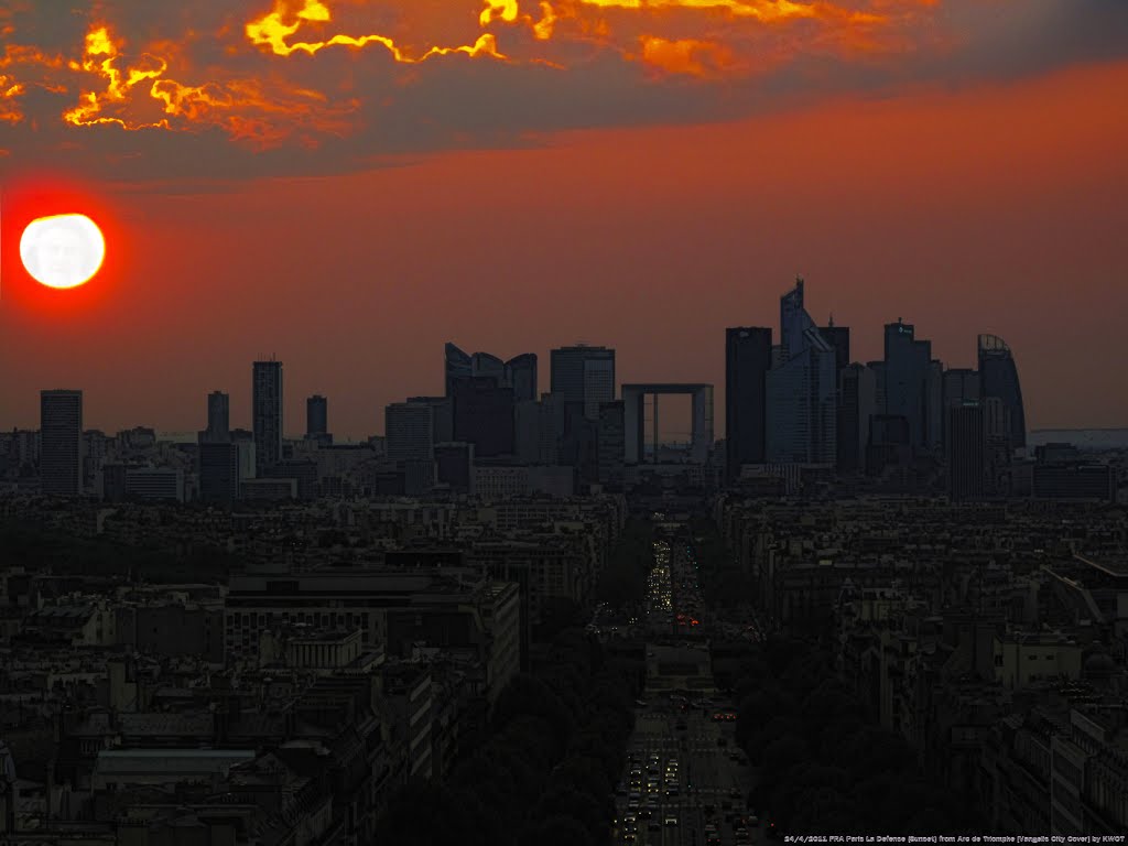FRA Paris La Defense {Sunset} from Arc de Triomphe by KWOT [Vangelis City Open Cover ~ Art by KWOT] {upload 29/3/2013 on Vangelis O. Papathanassiou 70th birthday}, Левальлуи-Перре