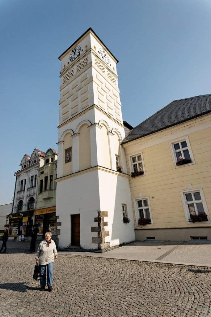 Karviná - Masarykovo náměstí - View NE on City Hall Tower, Карвина