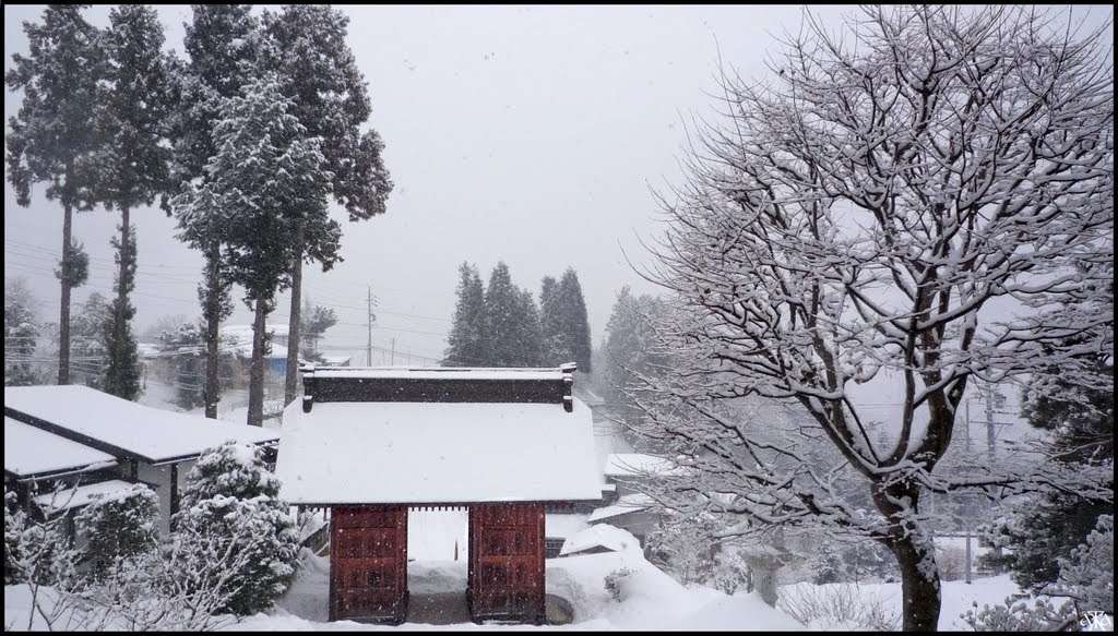 Entrance of the South Gate of Kozanji Temple, Ogawa village, Ичиномия