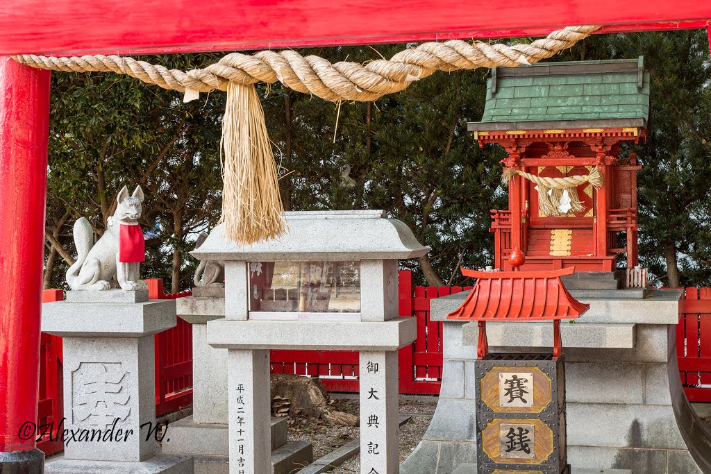 菅生神社,狐, Fox shrine, Оказаки