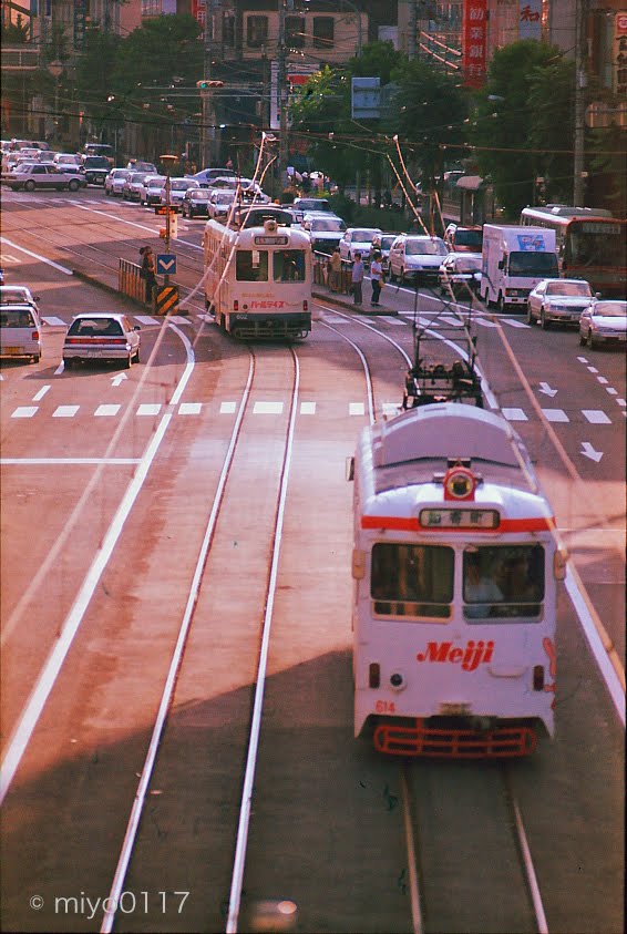 Tram runs in the Kochi city. 1991?, Кочи