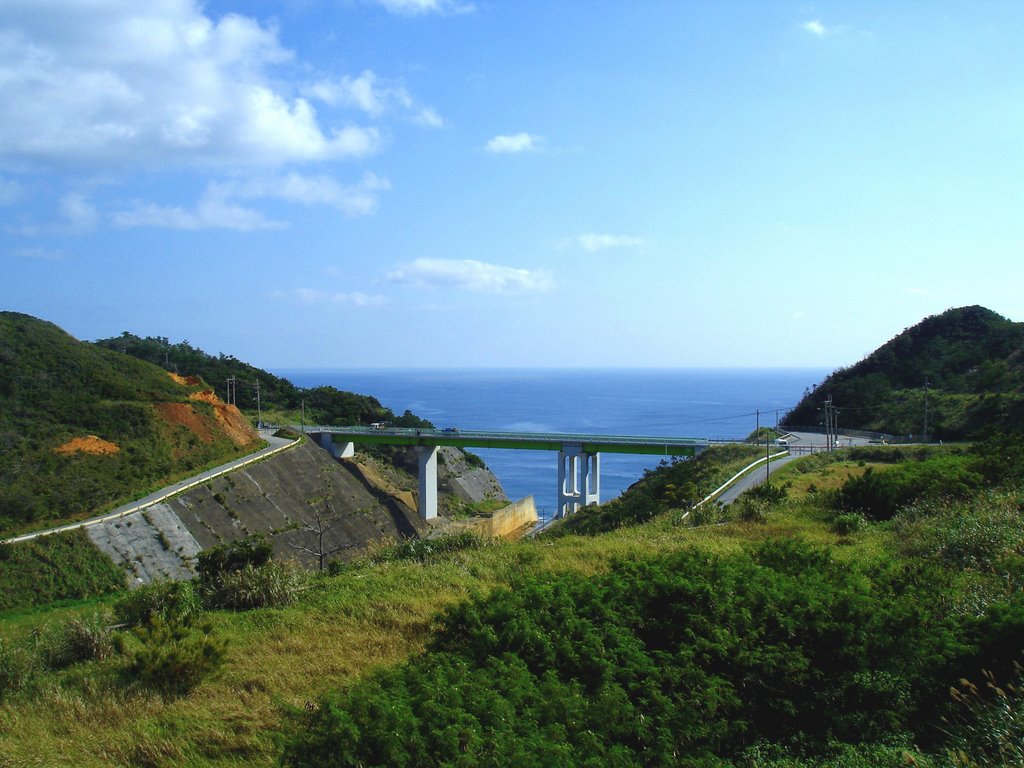 東村の東の貯蔵所の余水路. Spillway of reservoir east of Higashi Village, Кесеннума