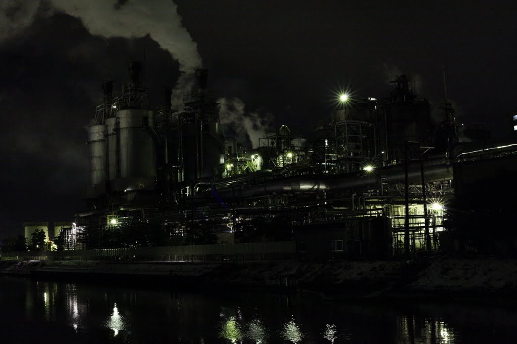 夜の旭カーボン　Night view,　Factory, Кашивазаки