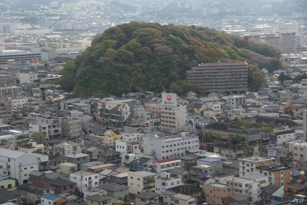 Green island in the concrete jungle, view to North from the 24th floor of the Century Hotel in Shizuoka, Атами