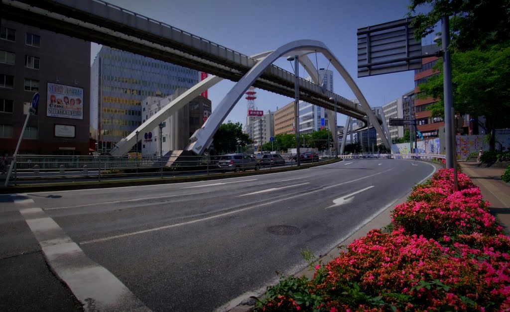 Central arch of Chiba Urban Monorail 千葉都市モノレール 栄橋横断橋 セントラルアーチ [ys-waiz.net], Кашива