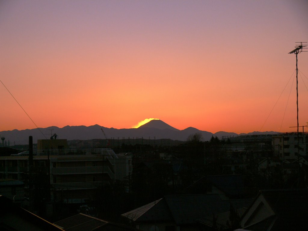 夕焼けと富士山 御塔坂, Митака