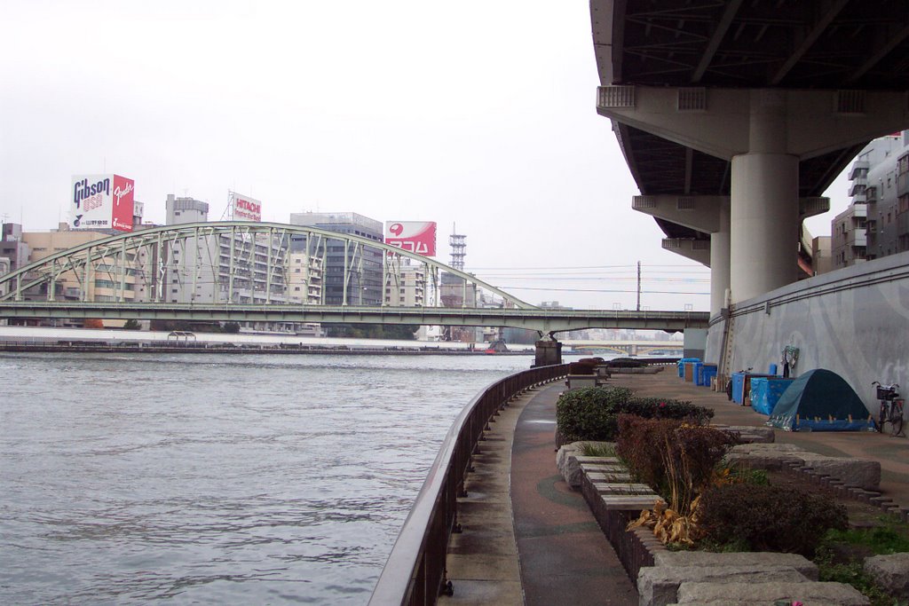 Homeless shelters along the Sumida River, Хачиойи