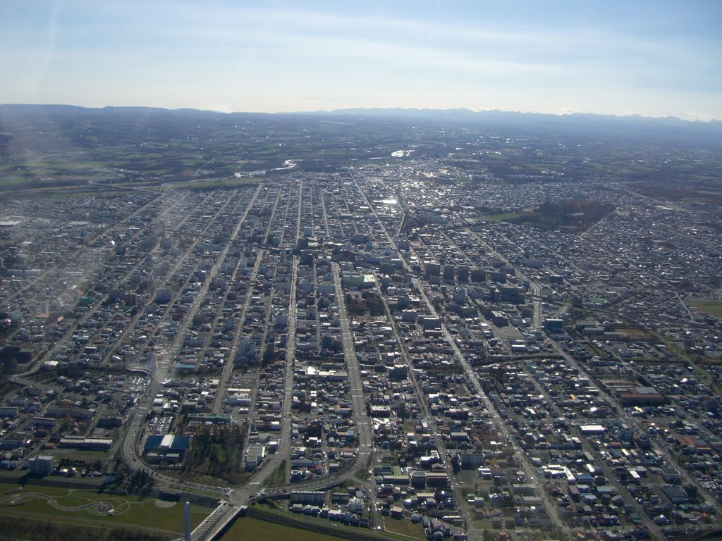 Obihiro City view from UH-1 Helicopter, Обихиро