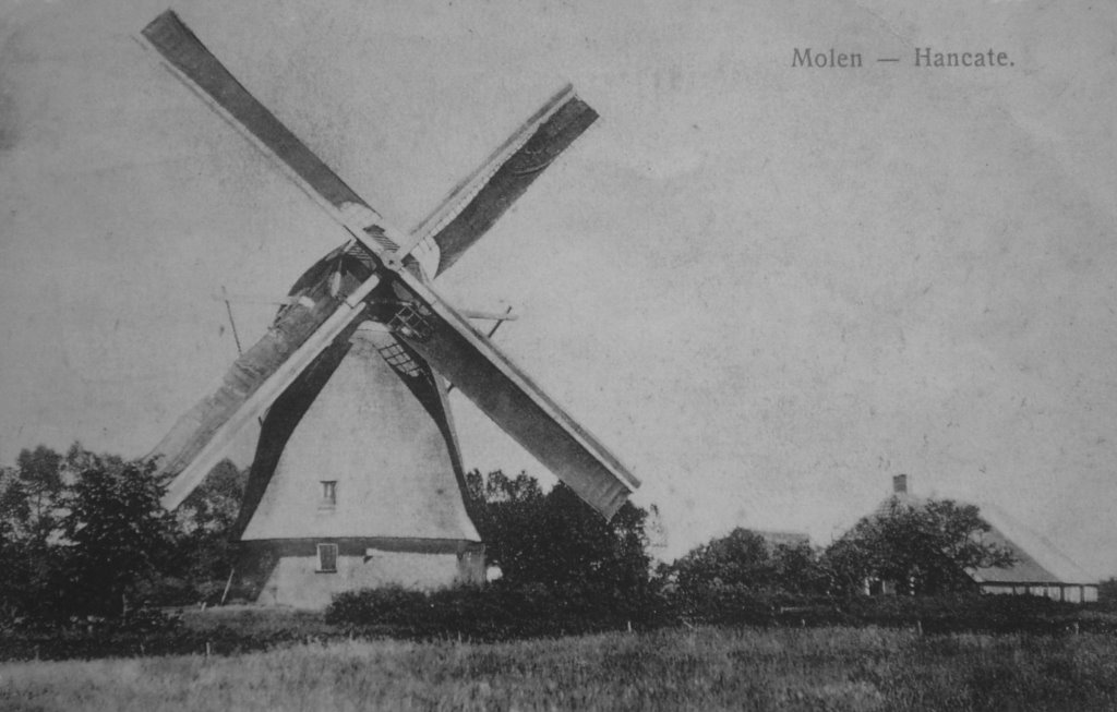 Windmill at Hancate in 1916 nearby family van der Vegt, Альмело
