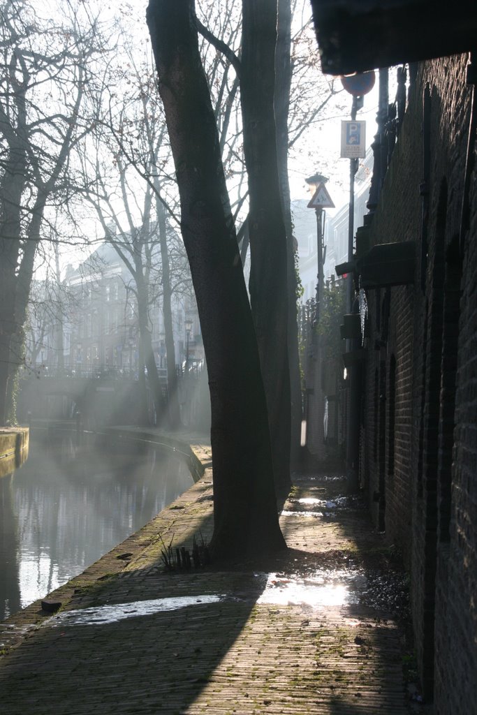 Foggy Nieuwegracht aan de Werf, Utrecht., Амерсфоорт