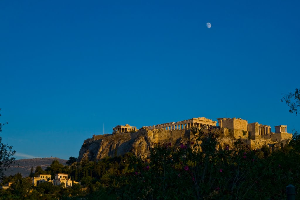 Akropolis and the moon... Athens.. Greece..by geotsak, Афины