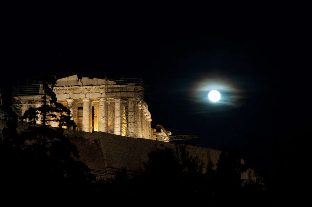 The Parthenon, a full moon  (click for higher quality), Афины