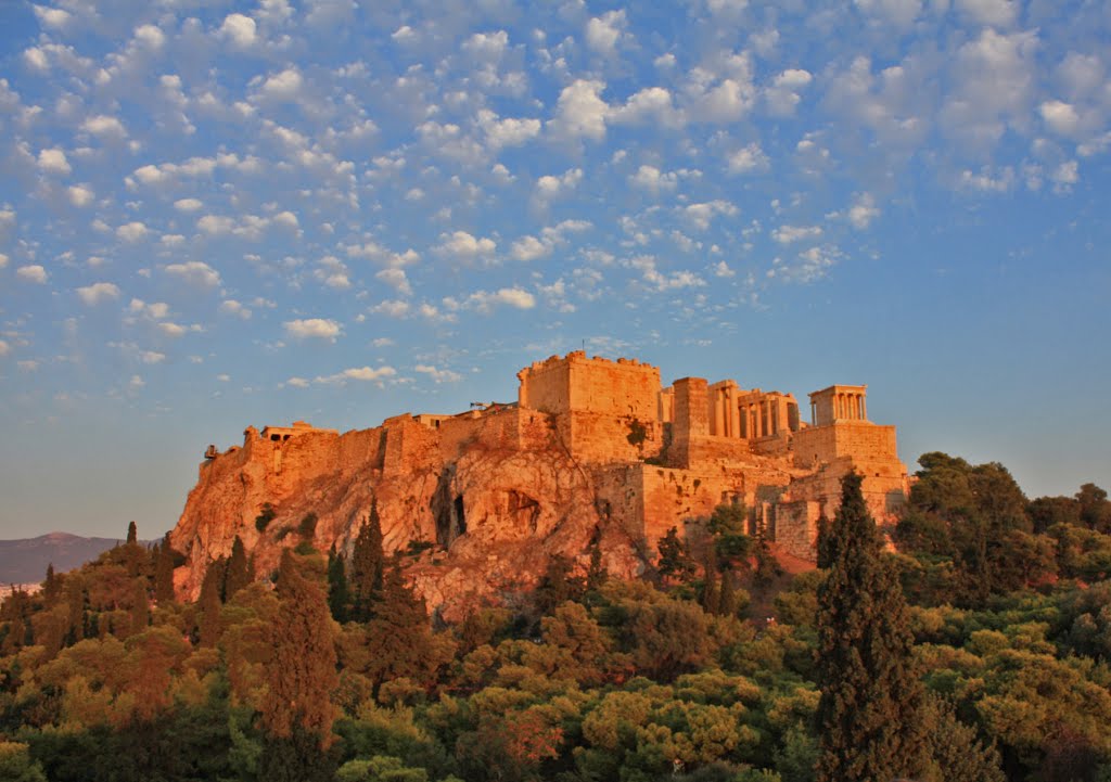 The Acropolis under the light of the sunset, Афины