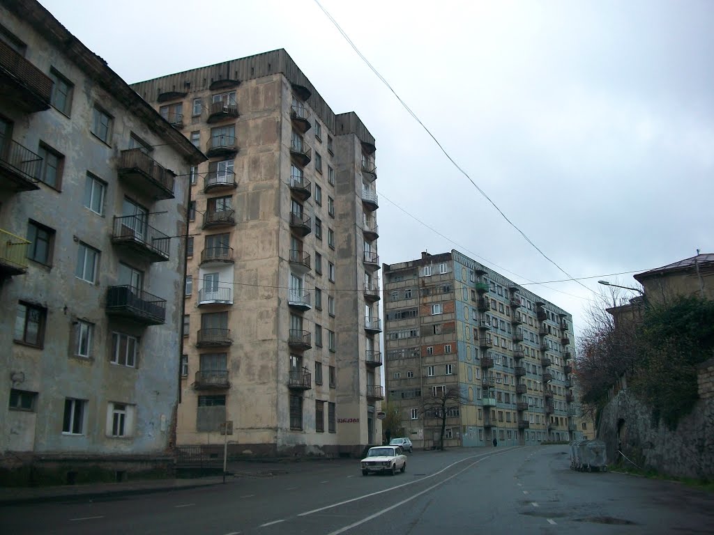 Living blocks in Tkibuli main street, Ткибули