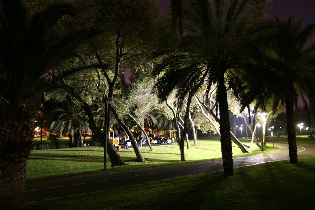 HaYarkon Park at night, Тель-Авив
