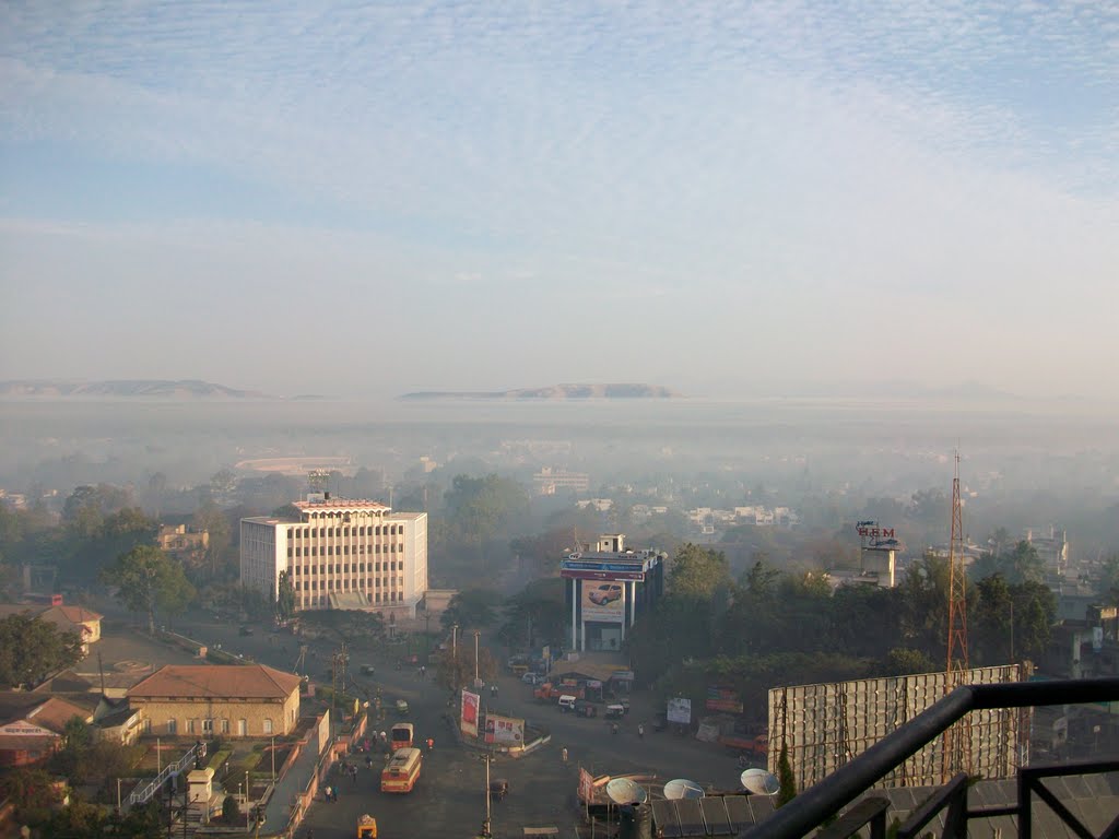 VIEW OF SATARA CITY - INDIA - Foggy Morning -2009, Сатара