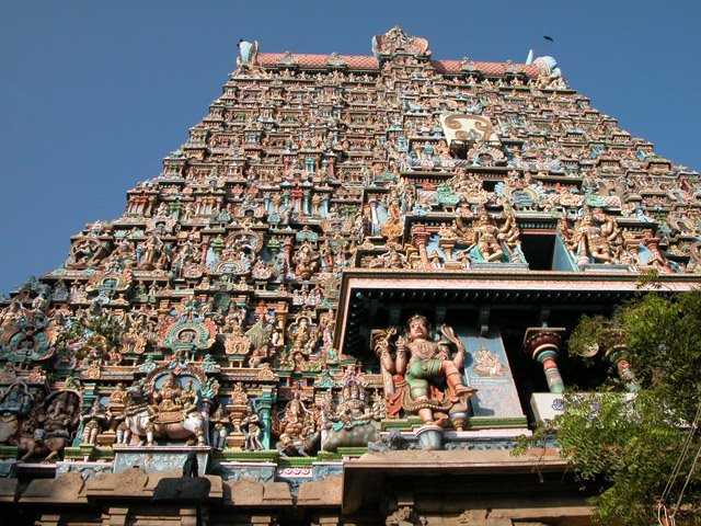 Tamil Nadu Meenakshi-Sundareswarar temple tower, Мадурай