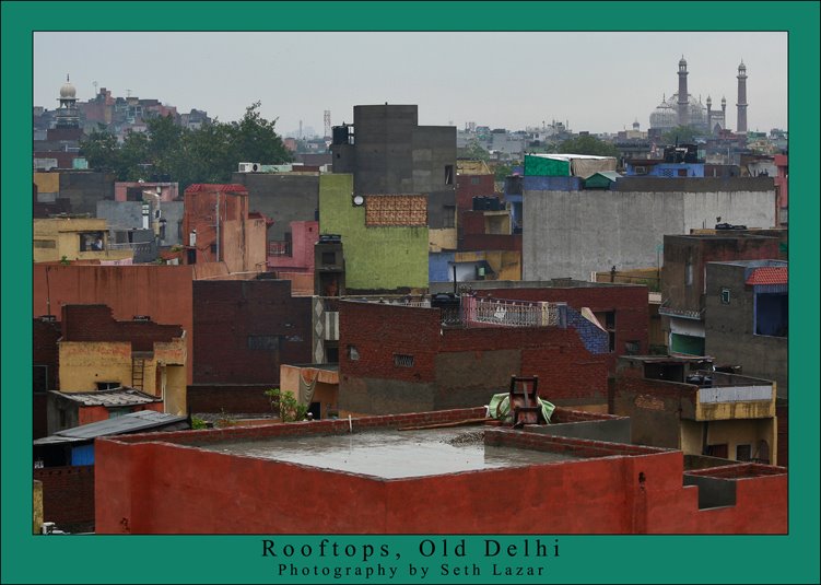 Rooftops of Old Delhi and Jama Masjid, Old Delhi, India, Дели