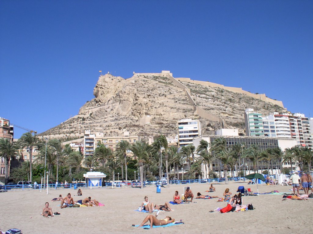 Sta Bárbara desde la playa. Alicante. España., Аликанте