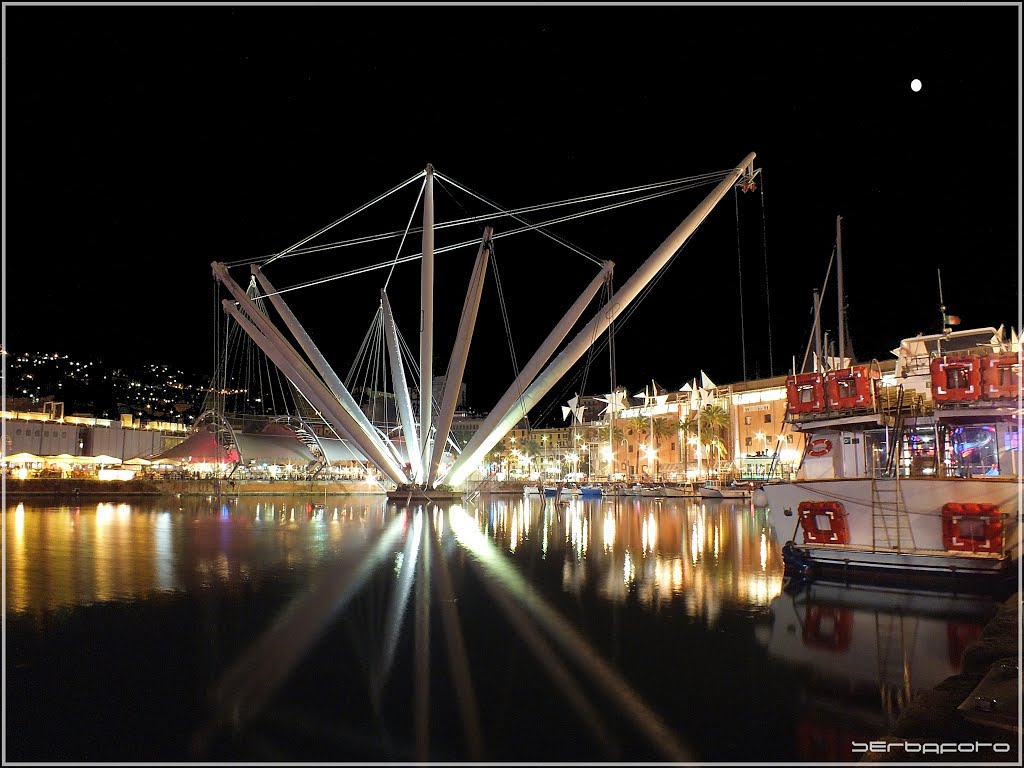 Genova: Porto Antico, col Bigo di Renzo Piano, Генуя