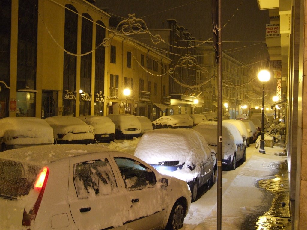 Asti - via Cavour con la neve, Асти