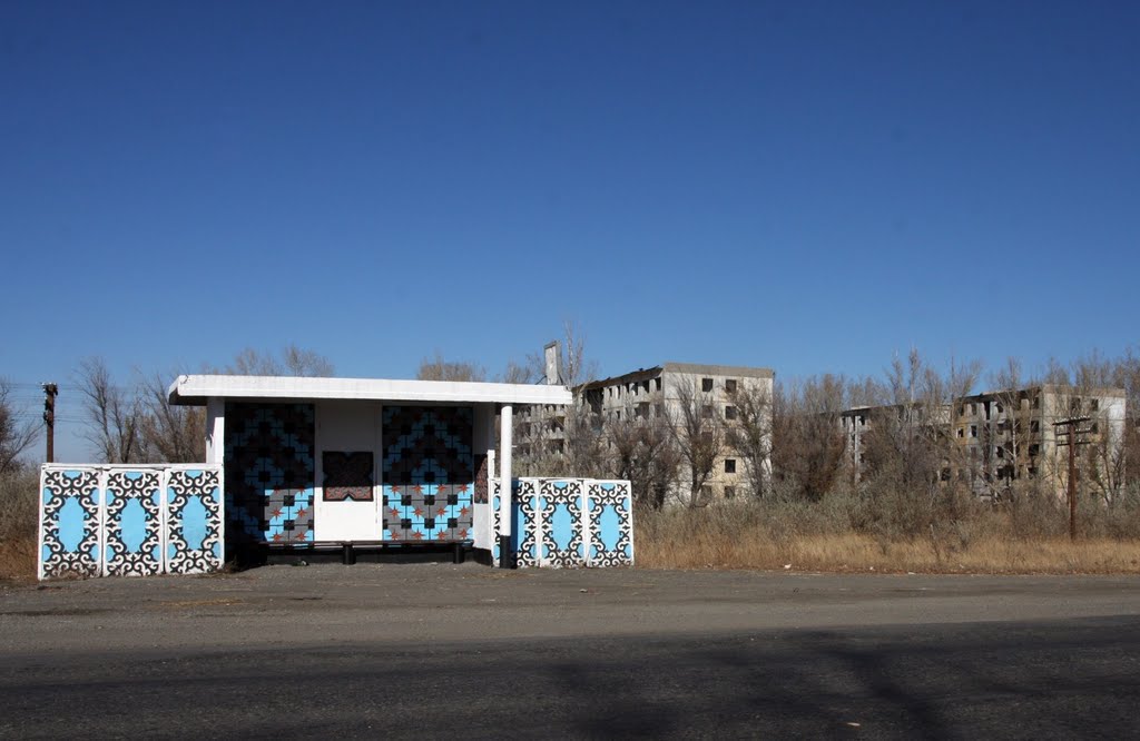 The "like new" bus stop at the abandoned Korday garrison, Катон-Карагай