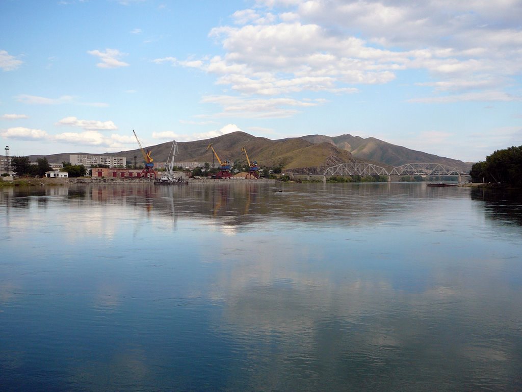Речной порт на Иртыше / River port on Irtish, Усть-Каменогорск