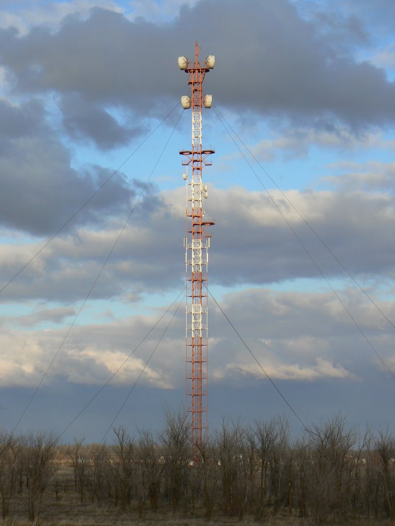 Radio mast at road., Атырау