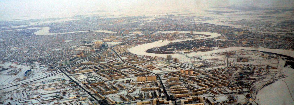 Over central part of Atyrau, Атырау(Гурьев)
