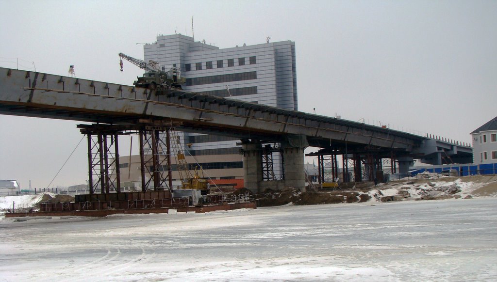 Вид нового моста со льда, Ойтал