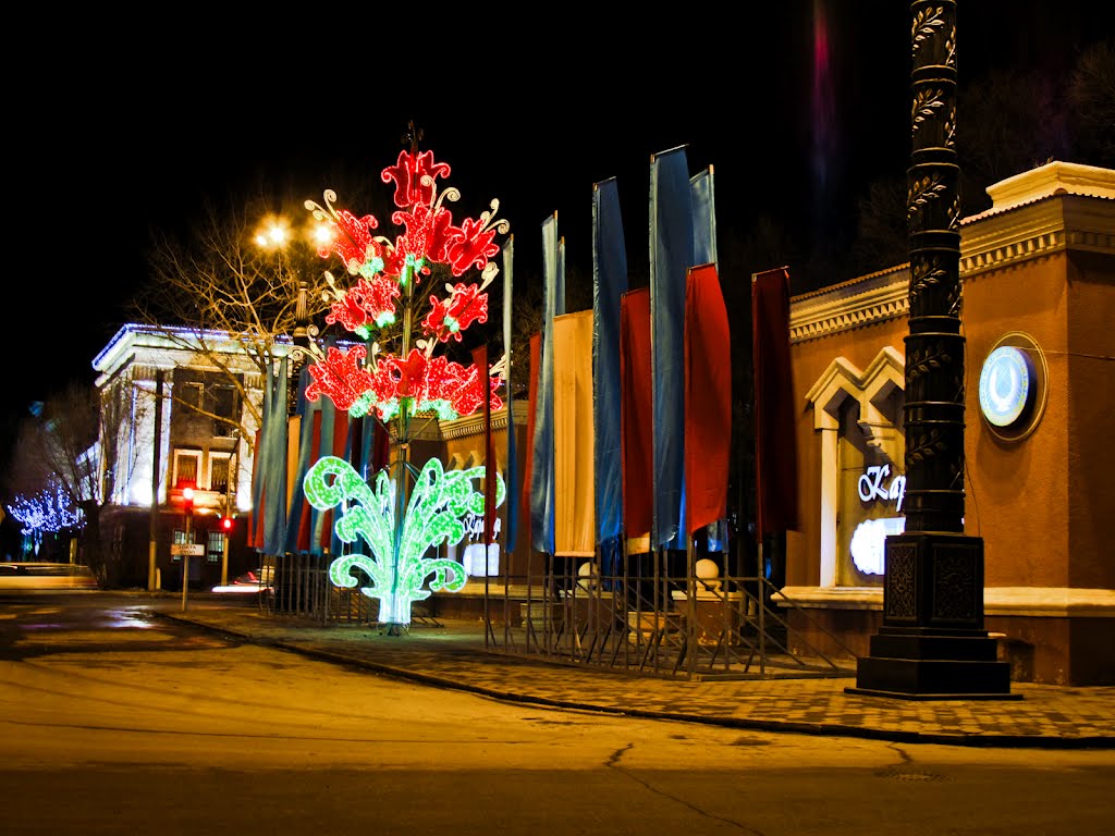 Boulevard of Peace at night, Karaganda / Бульвар Мира ночью, г. Караганда, Караганда