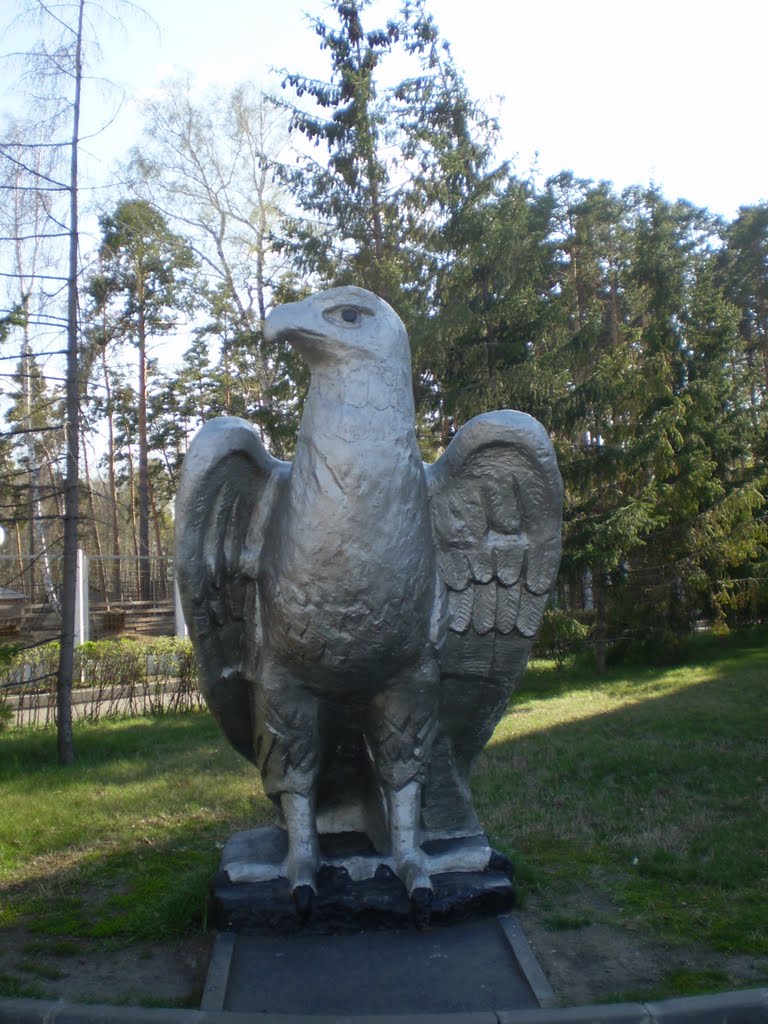 Этот орёл всю жизнь простоял недалеко от Колоколовки, но затем загадочным образом перелетел в сторону Борового, и на всякий случай самоперекрасился ;-) (Stone eagle), Боровое