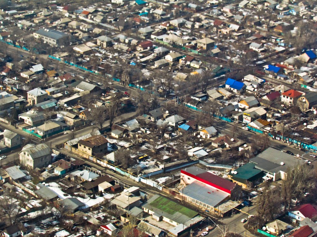 Almaty, Turksib district, photo from an airplane / г. Алматы, Турксибский район, фото с самолёта, Орджоникидзе