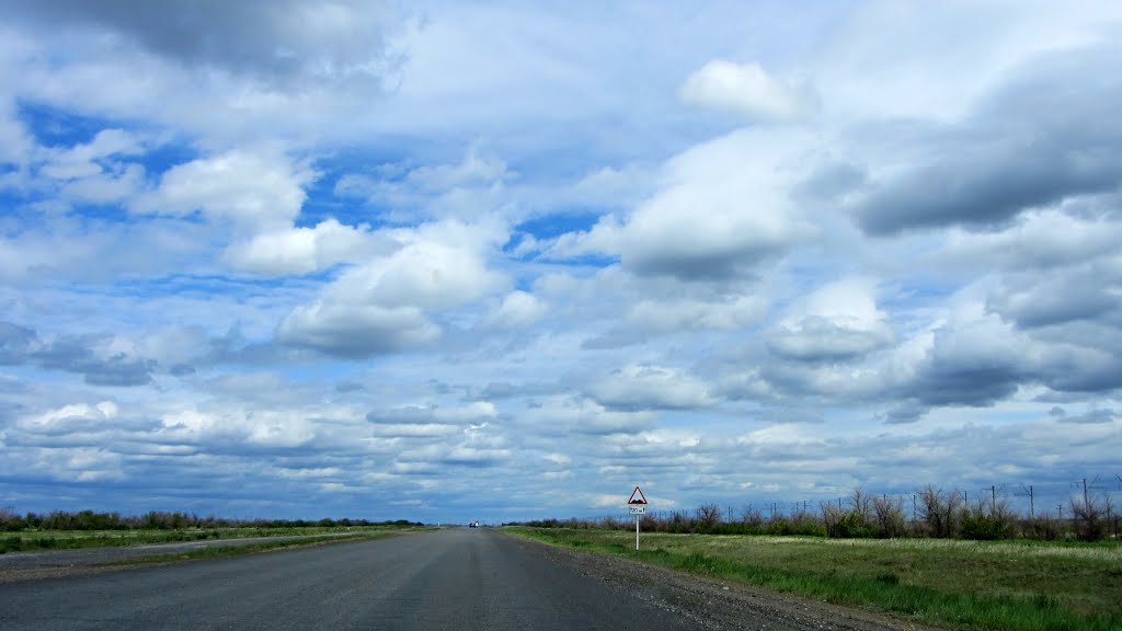 дорожный знак: "Неровная дорога" - 20 км, Краснокутск