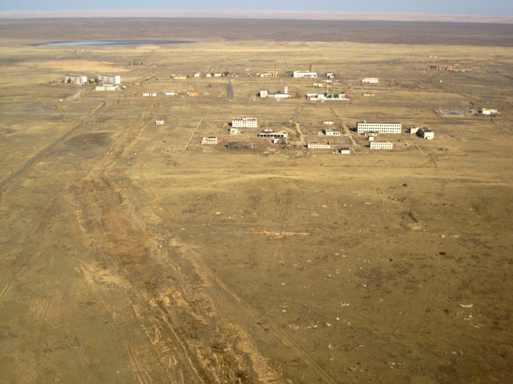 Baikal-1 site (former military settlement). View from helicopter, Семипалатинск