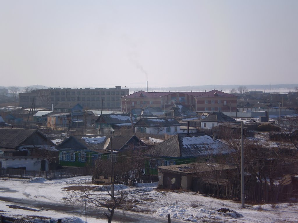 Вид с ж/д моста на 5-ю школу (View of the school 5 from the railway bridge), Макинск