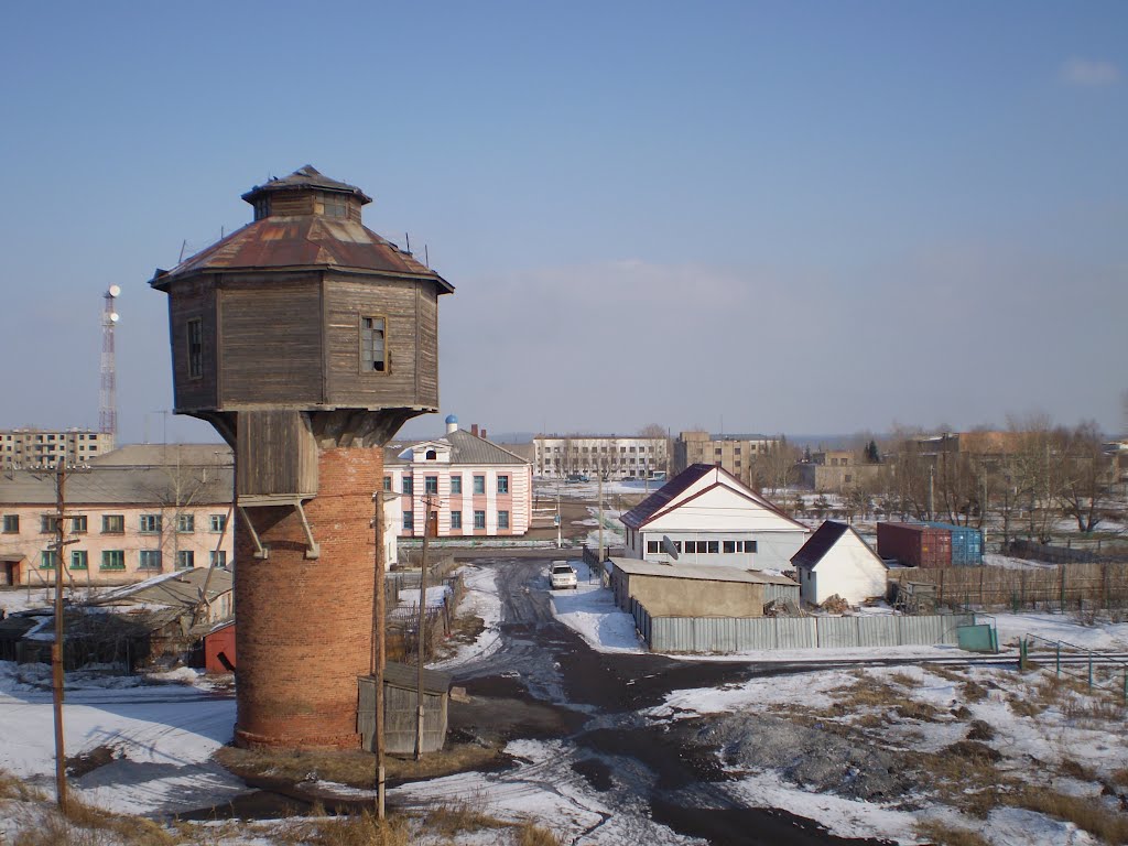 Вид с ж/д моста на 5-ю школу (View of the school 1 from the railway bridge), Макинск