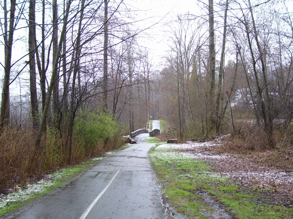 Bicycle path crossing Noons Creek, Shoreline Park, Порт-Муди