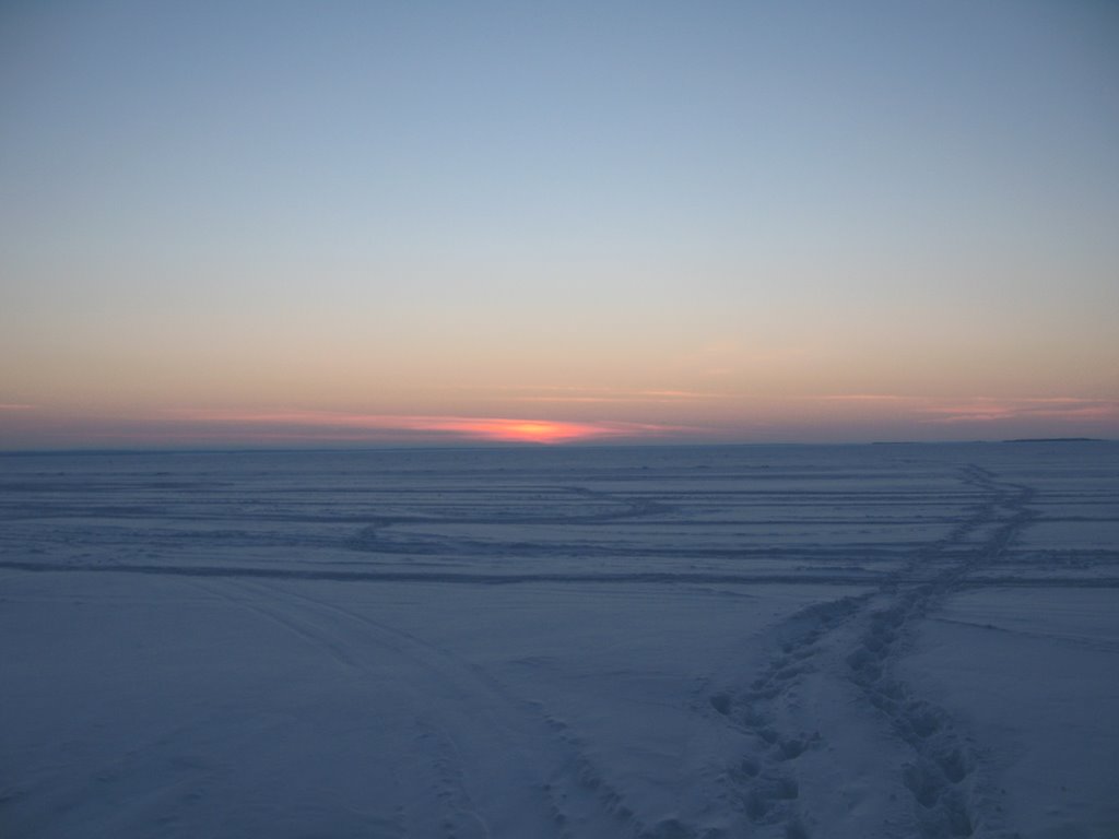 Lake Nippissing winter sunset North Bay Ontario, Норт-Бэй