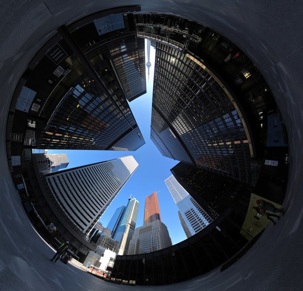 "From the Manhole" Looking up 180x180 Degrees at the TD Centre, Toronto, ON, Canada  (Please enlarge & see my 1st comment), Торонто