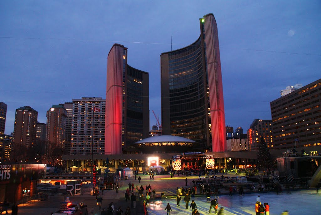 Toronto City Hall By Night, Торонто