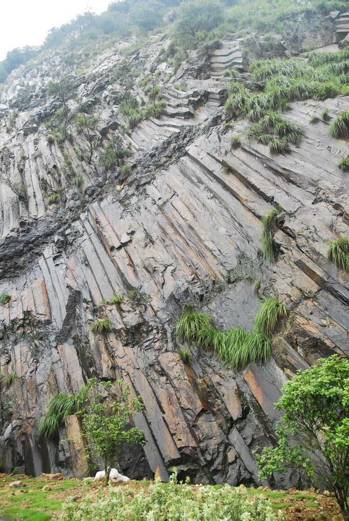柱状节理，一种地质构造，在乌溪江电站水库附近, Иянг