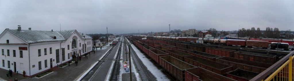 Luninets railway station panorama. March 2009, Лунинец