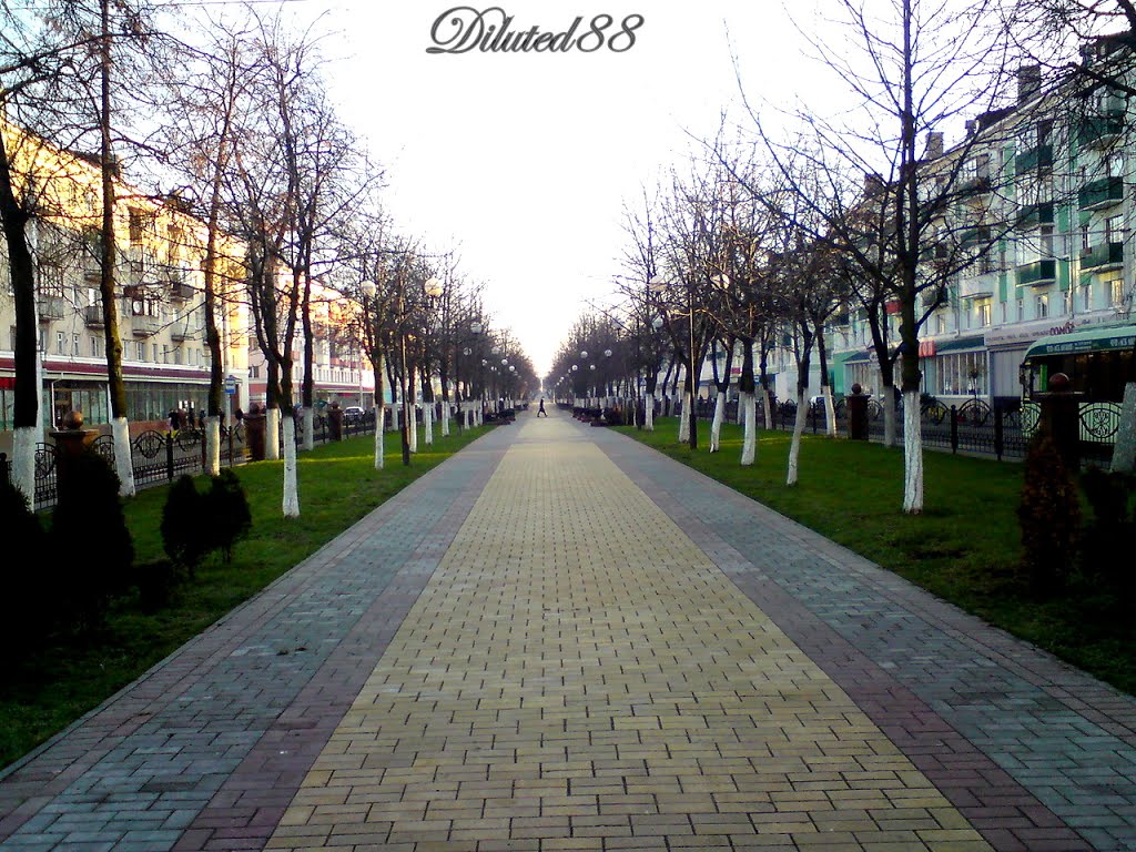The pedestrian alley on the Avenue of Victory ... Пешаходная алея па праспекце Перамогі, Гомель