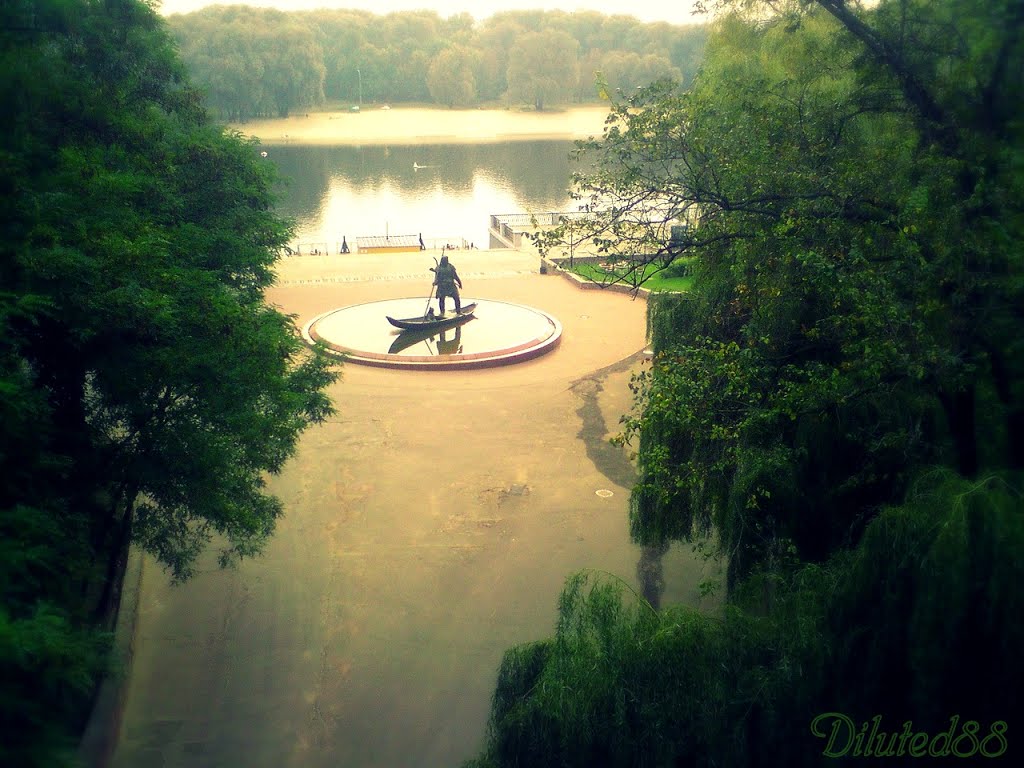 Кіеўскі спуск гомельскага парку, кампазіцыя "Лодачнік" ... Kiev descent Gomel park sculpture "The Boatman", Гомель