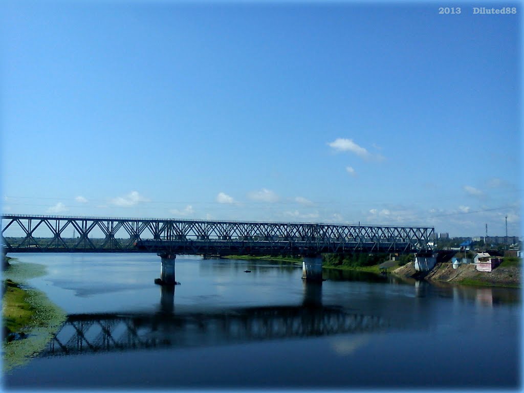 Чыгуначны мост разам з цягніком ... Railway bridge with train, Гомель