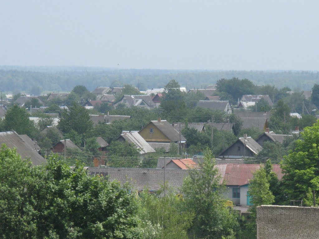 view on private houses in Navahrudak from the 5th floor, Новогрудок